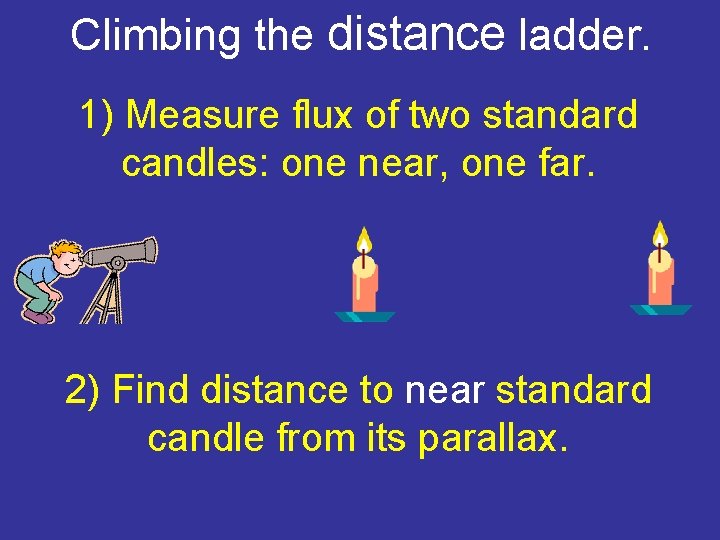 Climbing the distance ladder. 1) Measure flux of two standard candles: one near, one