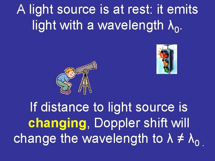 A light source is at rest: it emits light with a wavelength λ 0.