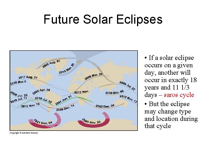 Future Solar Eclipses • If a solar eclipse occurs on a given day, another