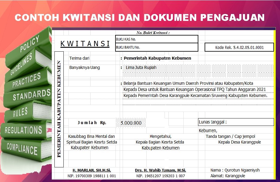 CONTOH KWITANSI DAN DOKUMEN PENGAJUAN 