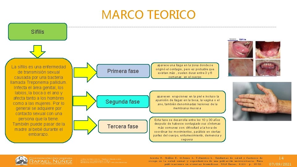 MARCO TEORICO Sífilis La sífilis es una enfermedad de transmisión sexual causada por una