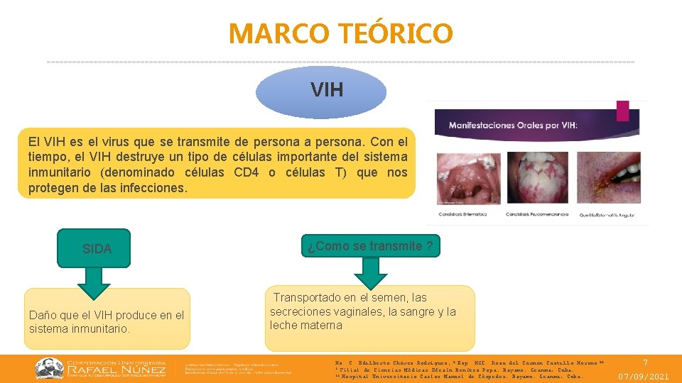 MARCO TEÓRICO VIH El VIH es el virus que se transmite de persona a