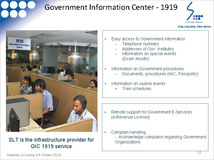 Government Information Center - 1919 SLT is the infrastructure provider for GIC 1919 service