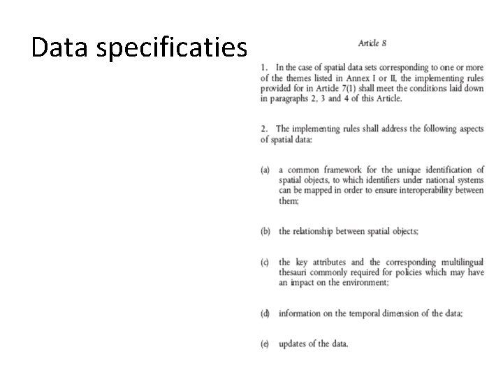 Data specificaties 