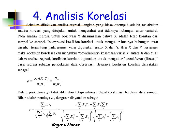 4. Analisis Korelasi Regresi Linear 