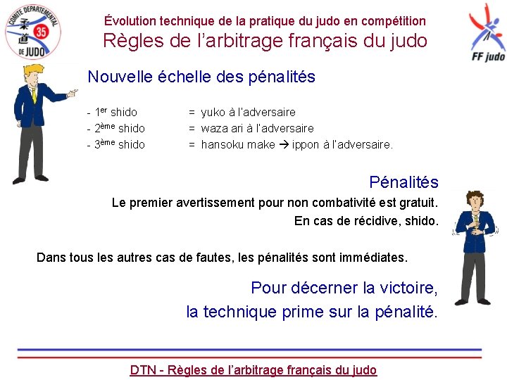 Évolution technique de la pratique du judo en compétition Règles de l’arbitrage français du