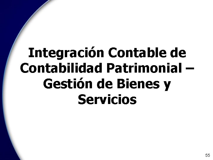 Integración Contable de Contabilidad Patrimonial – Gestión de Bienes y Servicios 55 