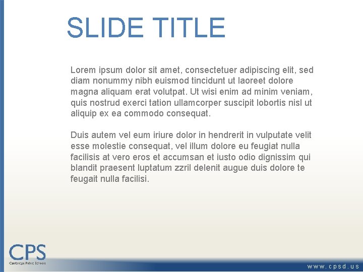 SLIDE TITLE Lorem ipsum dolor sit amet, consectetuer adipiscing elit, sed diam nonummy nibh