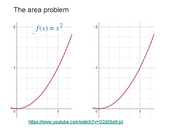 The area problem https: //www. youtube. com/watch? v=O 2 d 26 o 8 -jc.