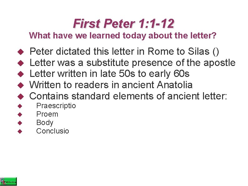 First Peter an overview by Dr Lorin L