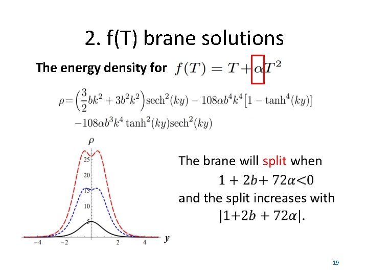 2. f(T) brane solutions The energy density for 19 