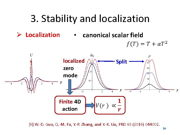 3. Stability and localization Localization • canonical scalar field localized zero mode Split Finite
