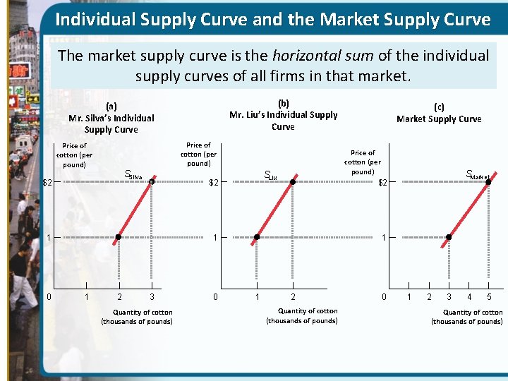 Individual Supply Curve and the Market Supply Curve The market supply curve is the