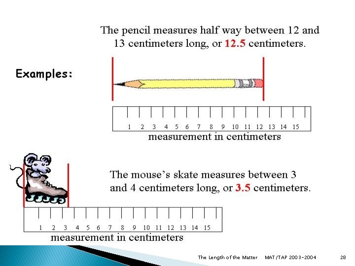 The Length of the Matter MAT/TAP 2003 -2004 28 