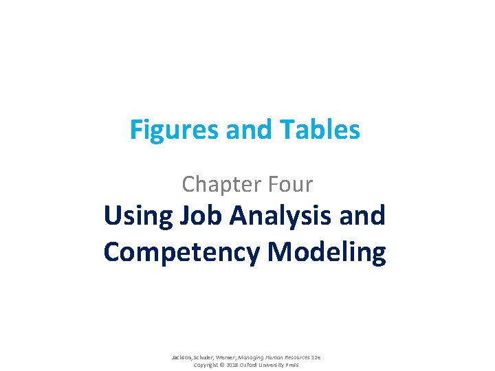 Figures and Tables Chapter Four Using Job Analysis and Competency Modeling Jackson, Schuler, Werner;
