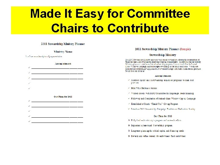 Made It Easy for Committee Chairs to Contribute 