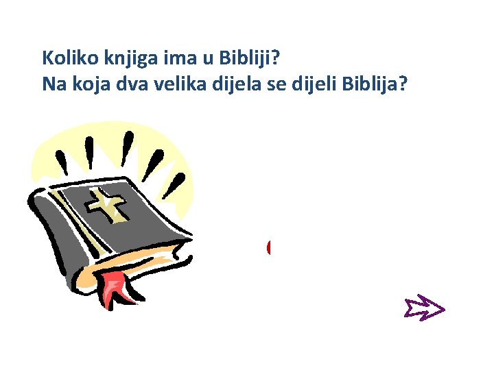 Koliko knjiga ima u Bibliji? Na koja dva velika dijela se dijeli Biblija? U