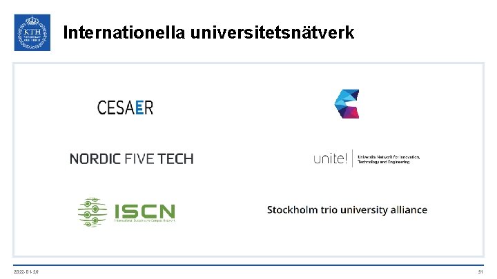 Internationella universitetsnätverk 2022 -01 -26 31 