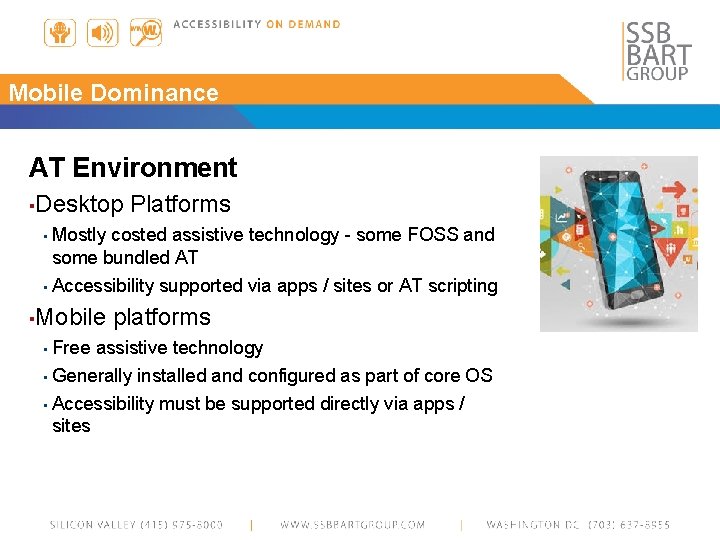 Mobile Dominance AT Environment ▪ Desktop Platforms ▪ Mostly costed assistive technology - some