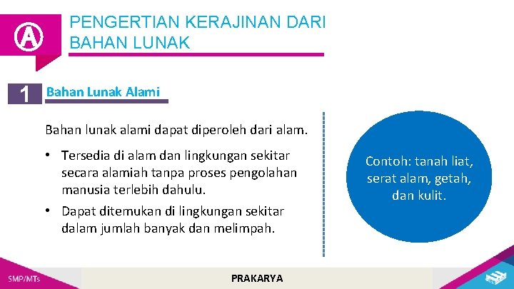 Ⓐ 1 PENGERTIAN KERAJINAN DARI BAHAN LUNAK Bahan Lunak Alami Bahan lunak alami dapat