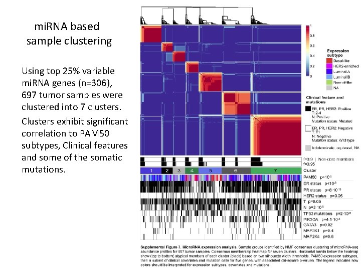 mi. RNA based sample clustering Using top 25% variable mi. RNA genes (n=306), 697