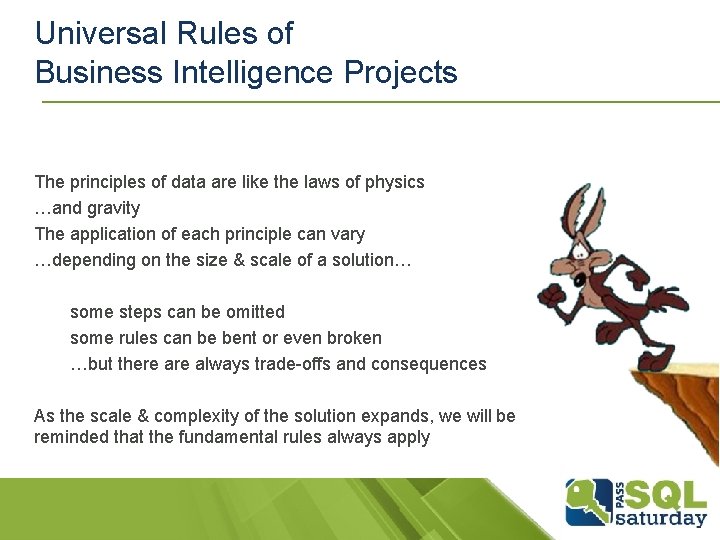 Universal Rules of Business Intelligence Projects The principles of data are like the laws