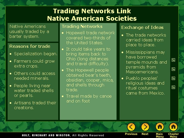 Trading Networks Link Native American Societies Native Americans usually traded by a barter system.