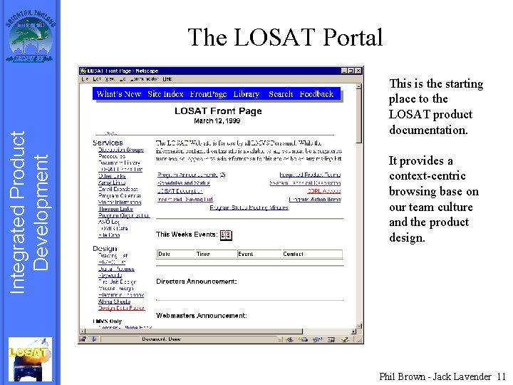 Integrated Product Development The LOSAT Portal This is the starting place to the LOSAT