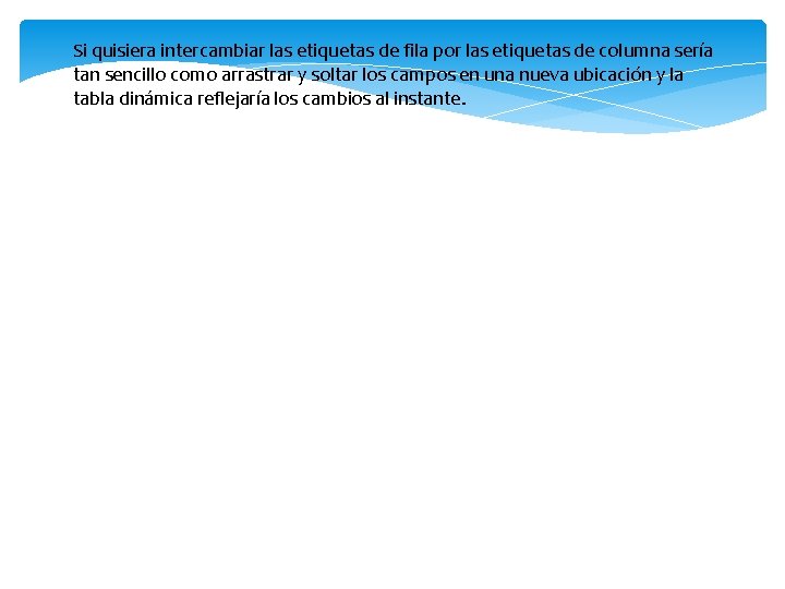 Si quisiera intercambiar las etiquetas de fila por las etiquetas de columna sería tan