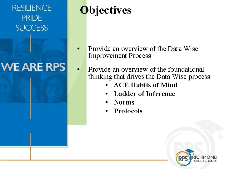 Objectives • Provide an overview of the Data Wise Improvement Process • Provide an