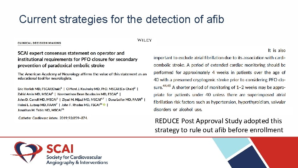 Current strategies for the detection of afib REDUCE Post Approval Study adopted this strategy