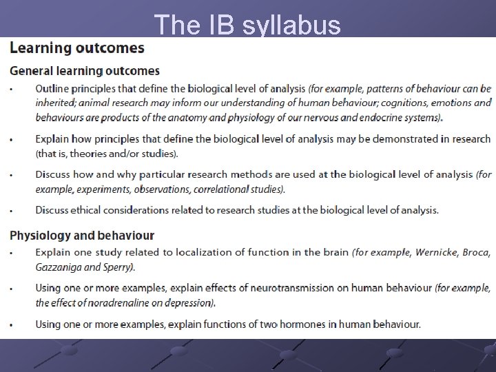 The IB syllabus 