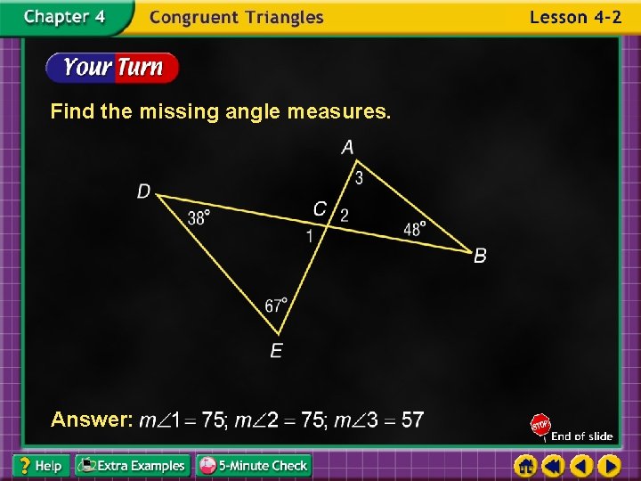 Find the missing angle measures. Answer: 