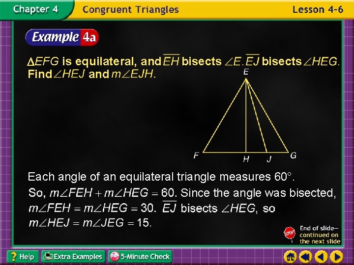  EFG is equilateral, and Find and bisects Each angle of an equilateral triangle