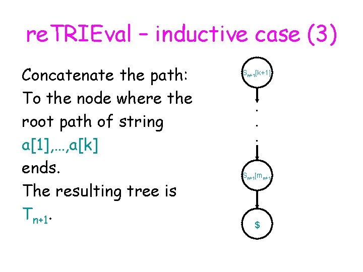 re. TRIEval – inductive case (3) Concatenate the path: To the node where the