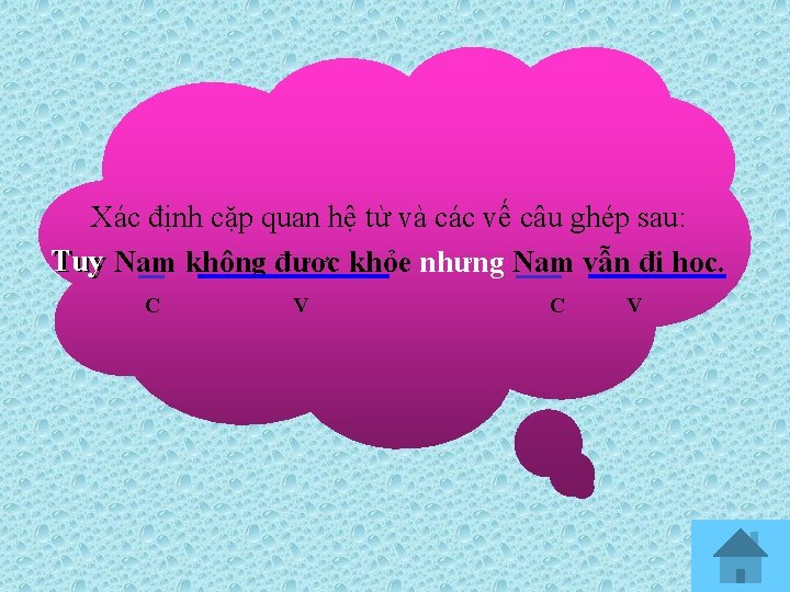 Xác định cặp quan hệ từ và các vế câu ghép sau: Tuy Nam