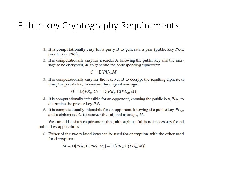 Public-key Cryptography Requirements 