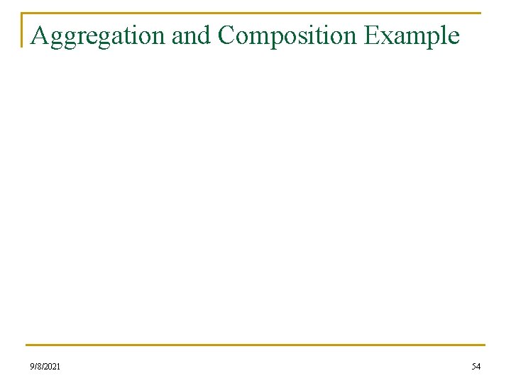 Aggregation and Composition Example 9/8/2021 54 