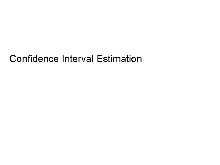Confidence Interval Estimation 