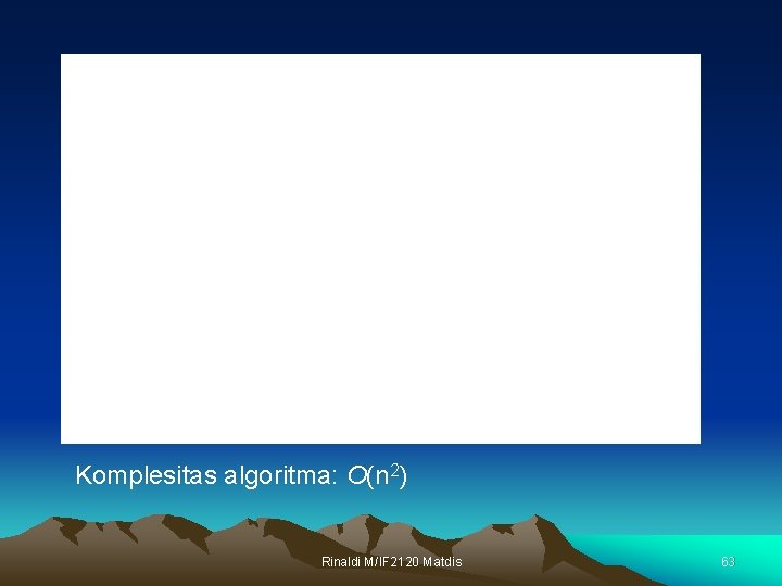 Komplesitas algoritma: O(n 2) Rinaldi M/IF 2120 Matdis 63 