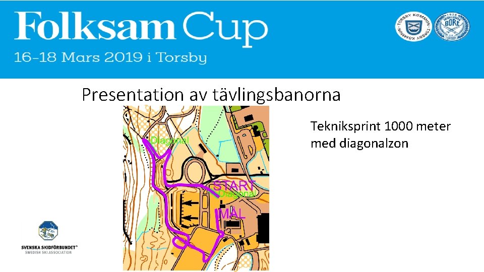 Presentation av tävlingsbanorna Tekniksprint 1000 meter med diagonalzon 