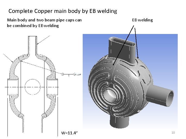 Complete Copper main body by EB welding Main body and two beam pipe caps