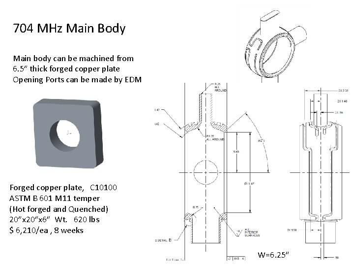 704 MHz Main Body Main body can be machined from 6. 5” thick forged