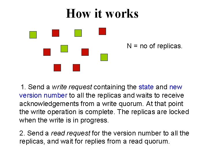 How it works N = no of replicas. 1. Send a write request containing
