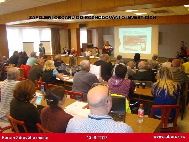 ZAPOJENÍ OBČANŮ DO ROZHODOVÁNÍ O INVESTICÍCH Fórum Zdravého města 13. 6. 2017 www. taborcz.