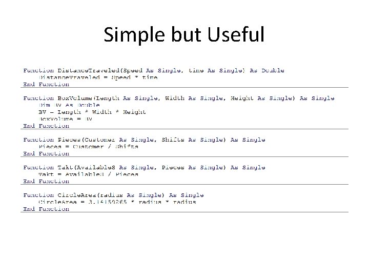 Simple but Useful 