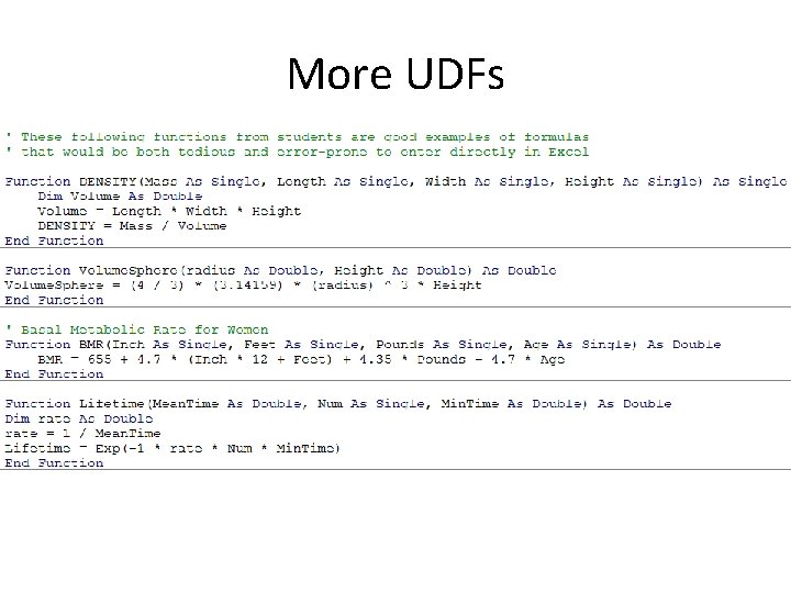 More UDFs 