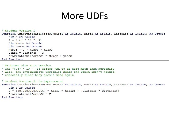 More UDFs 