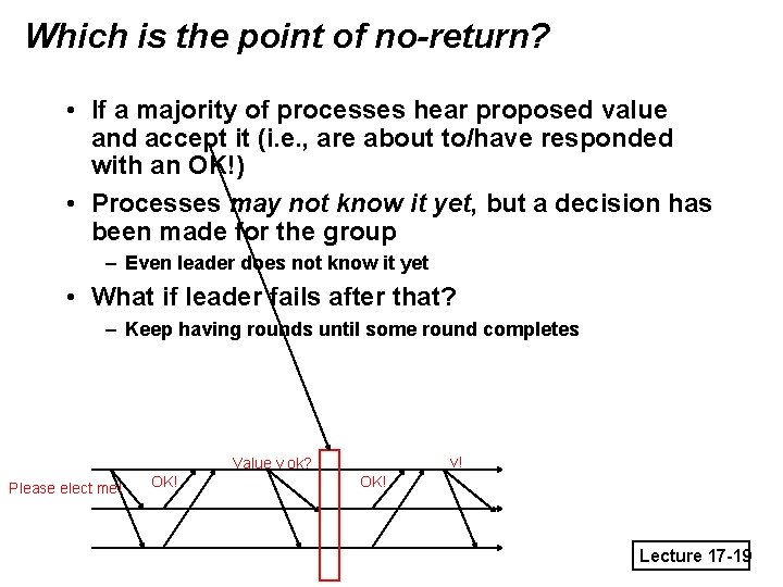 Which is the point of no-return? • If a majority of processes hear proposed
