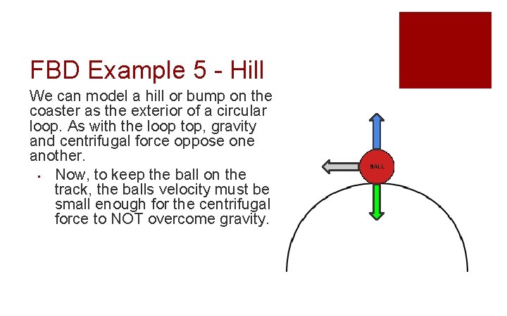 FBD Example 5 - Hill We can model a hill or bump on the